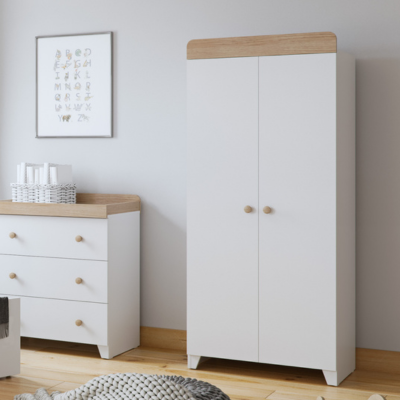 Little Acorns Classic Wardrobe – White & Oak