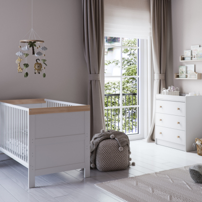 Little Acorns Florence 2 Piece Nursery Set - White & Oak