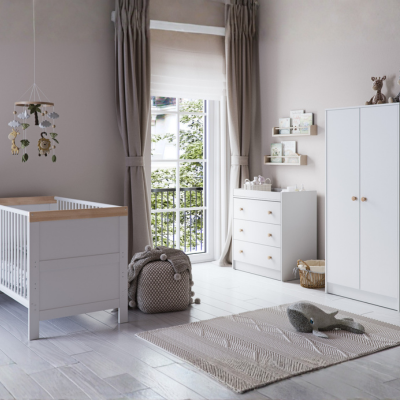 Little Acorns Florence Cot Bed - White & Oak