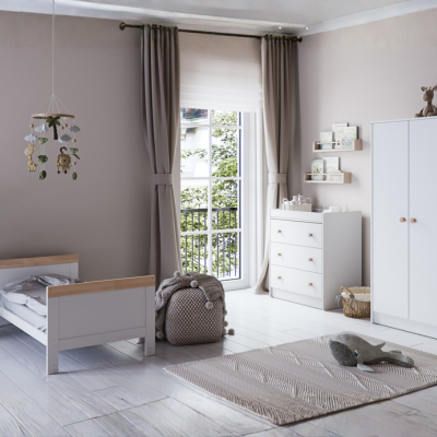Little Acorns Florence Cot Bed - White & Oak