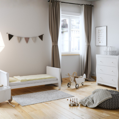 Little Acorns Traditional Sleigh 2 Piece Nursery Set - White