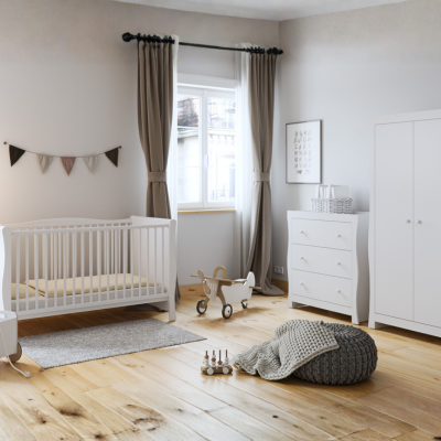 Little Acorns Traditional Sleigh Cot Bed - White