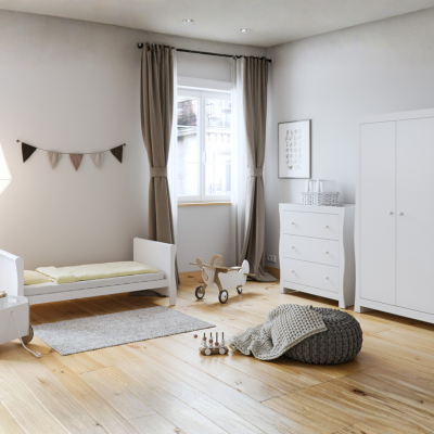 Little Acorns Traditional Sleigh Cot Bed - White