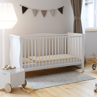 Little Acorns Traditional Sleigh Cot Bed - White