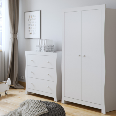 Little Acorns Traditional Sleigh Wardrobe - White