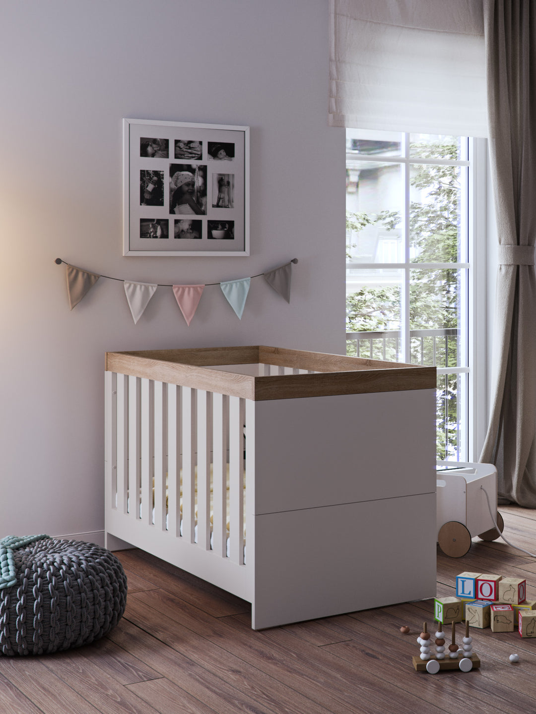 Little Acorns Burlington Cot Bed – Cashmere & Truffle Oak