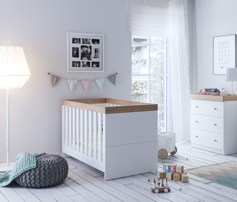 Little Acorns Burlington 2 Piece Nursery Set – White & Oak