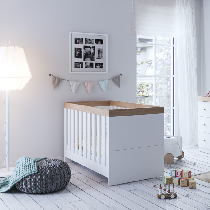 Little Acorns Burlington Cot Bed – White & Oak