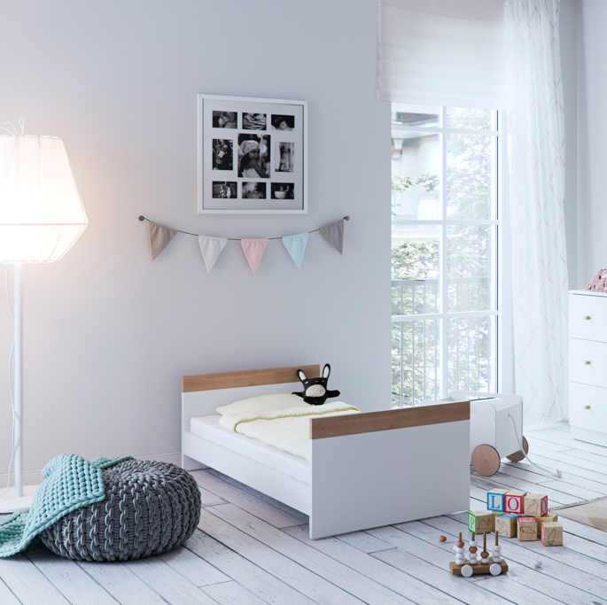 Little Acorns Burlington Cot Bed – White & Oak