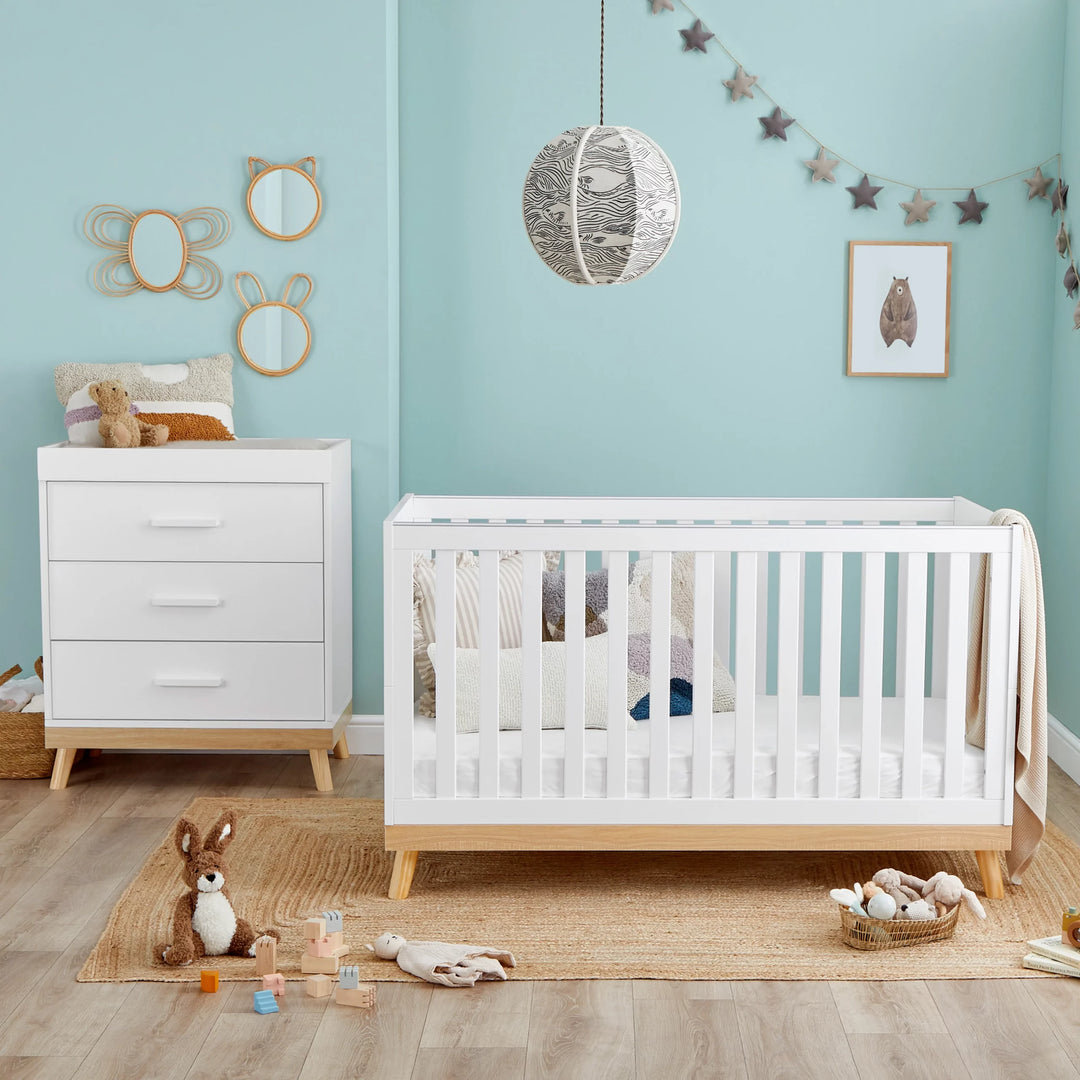 Babymore Mona 2 Piece Nursery Furniture Set – White