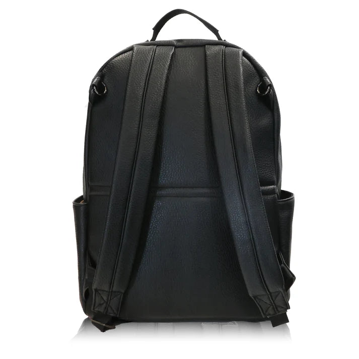 My Babiie Backpack Pro Changing Bag in Black & Gunmetal showing back straps