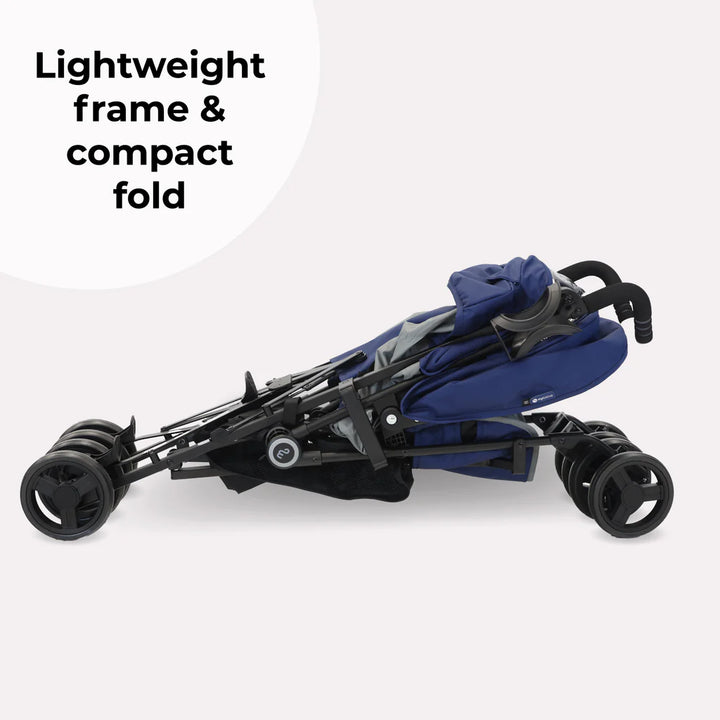 My Babiie MB02 Compact and lightweight stroller on a white background with text 'Lightweight frame & compact fold'.