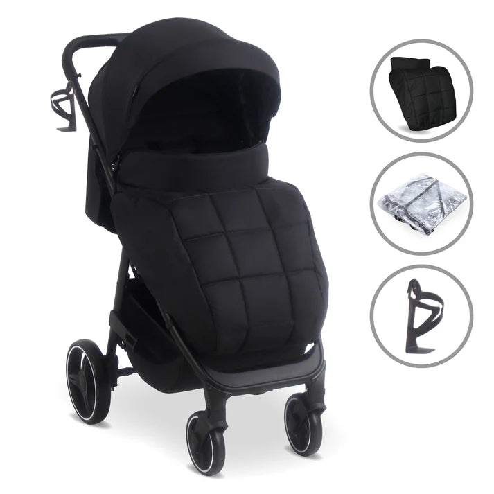 My Babiie MB160 Pushchair in Black Leopard with accessories