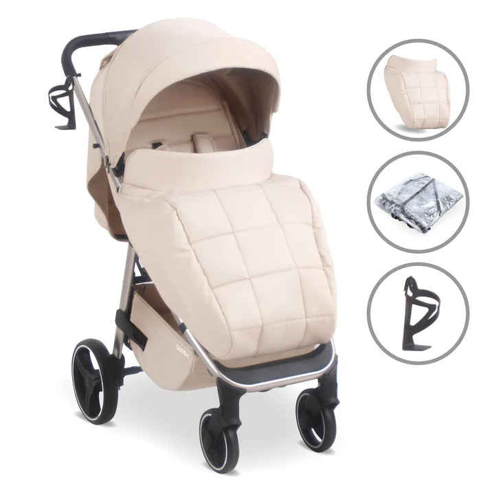 My Babiie MB160 Pushchair in Oatmeal with accessories