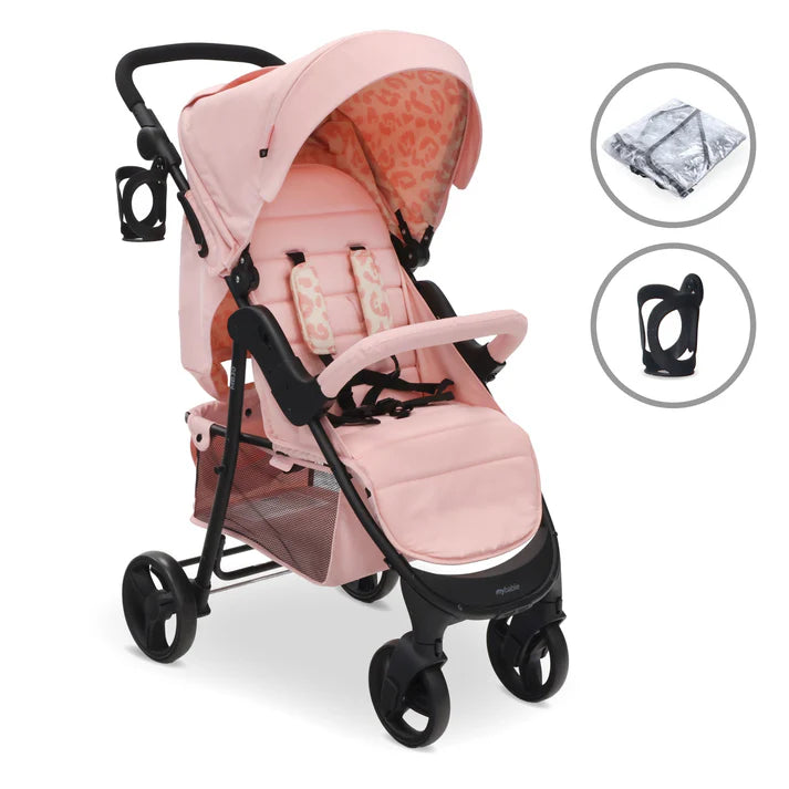 My Babiie MB30 Pink Leopard Pushchair with accessories