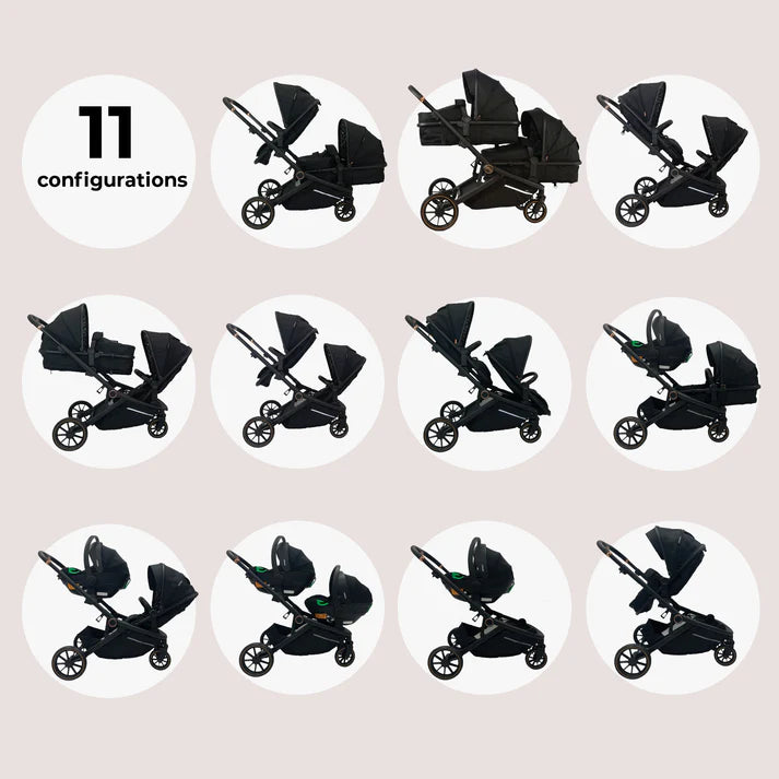 My Babiie MB33 3 in 1 Travel System in Black Leopard configurations