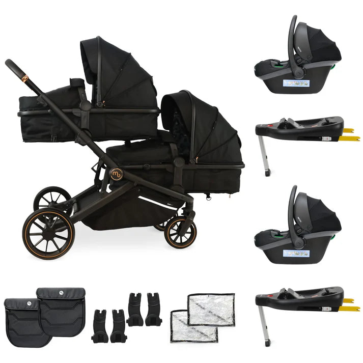 My Babiie MB33 3 in 1 Travel System in Black Leopard with 2 car seats and bases