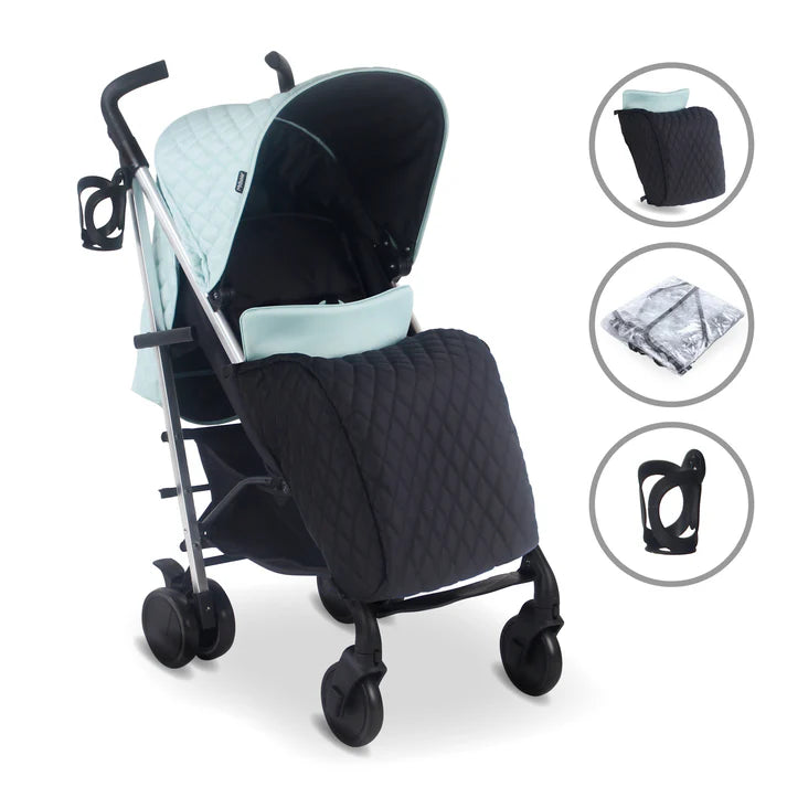 My Babiie MB51 Quilted Aqua Stroller with accessories