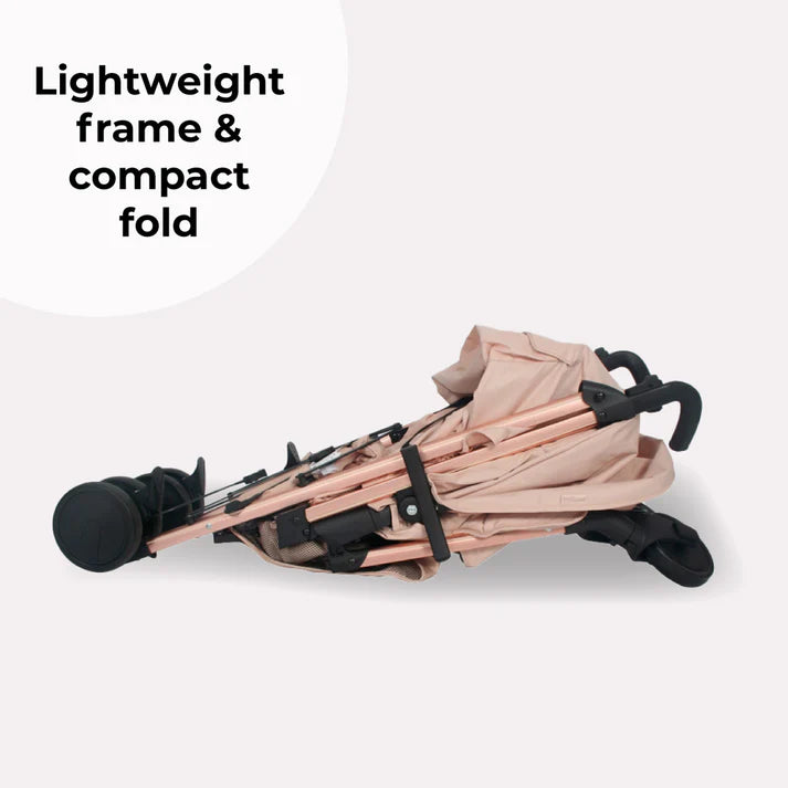 My Babiie MB51 Stroller Rose Gold Blush Folded with compact fold