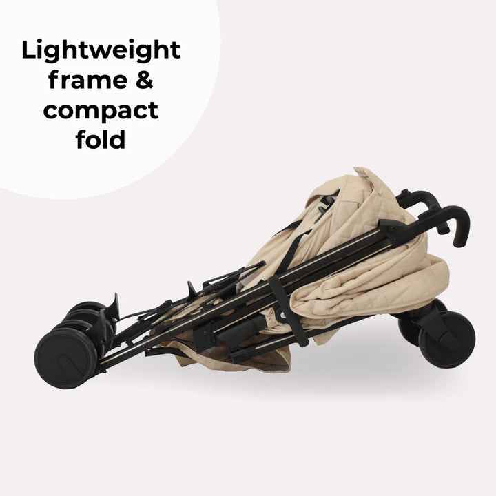 My Babiie MB51 Quilted Sand Stroller Folded with compact fold