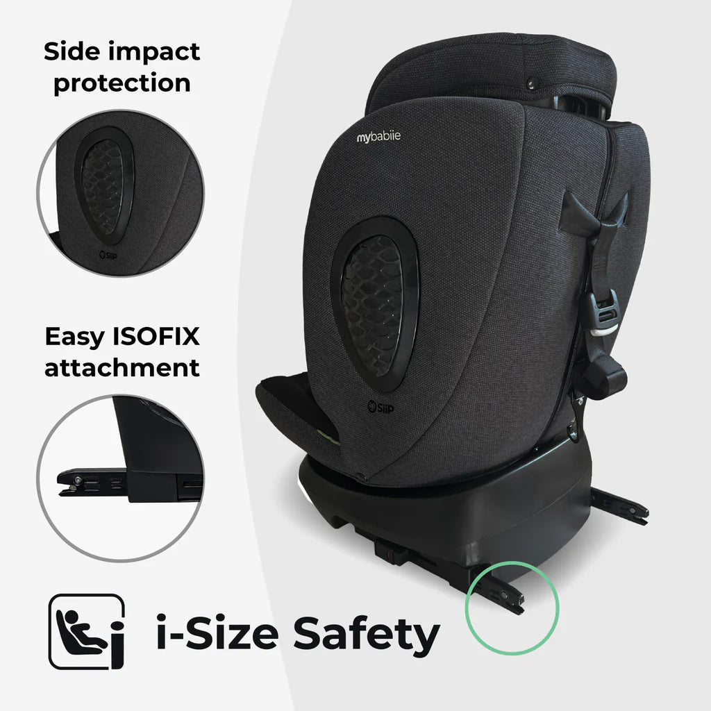 My Babiie MBCS200 Spin R129 Car Seat with Top Tether - Black Leopard