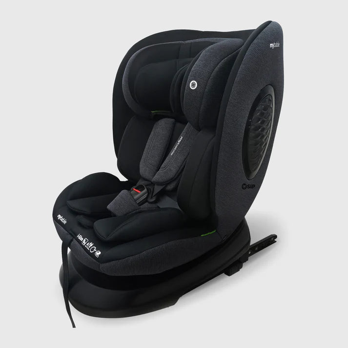 My Babiie MBCS00 spin car seat in black on a white background