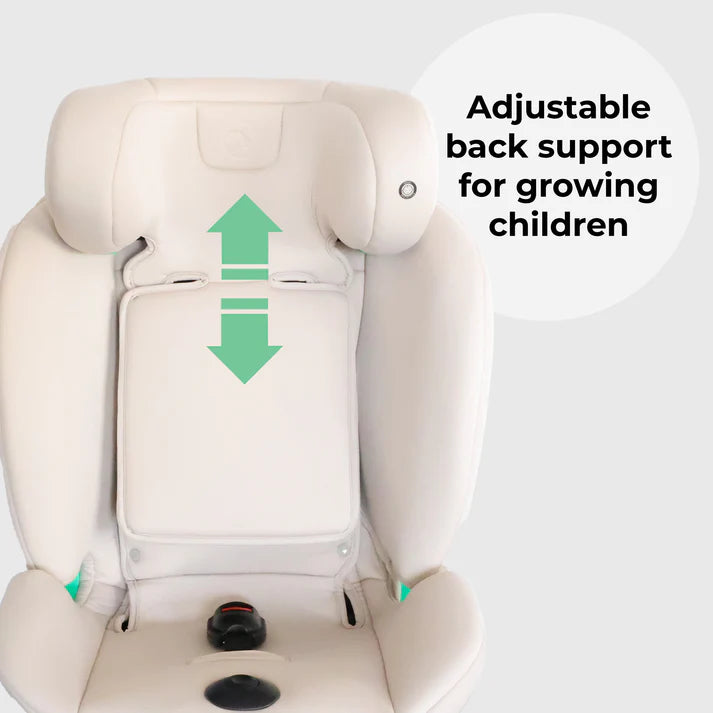 My Babiie MBCS300 360 Spin with adjustable back support feature on a white background