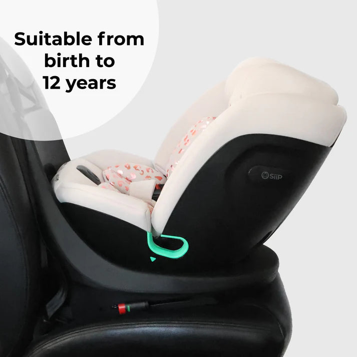 My Babiie MBCS300 360 Spin with text indicating suitability from birth to 12 years on a white background