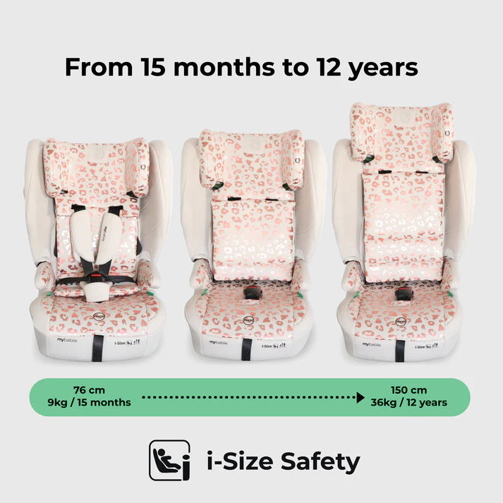 My Babiie MBCS80 i-size toddler to booster in Pink Leopard in 3 stages