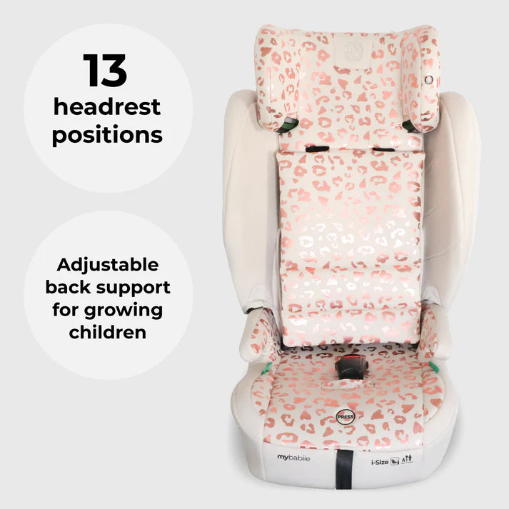 My Babiie MBCS80 i-size toddler to booster in Pink Leopard with 13 headrest positions