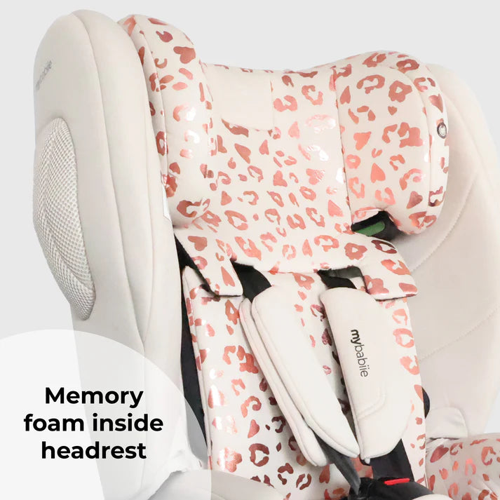 My Babiie MBCS80 i-size toddler to booster in Pink Leopard with memory foam headrest