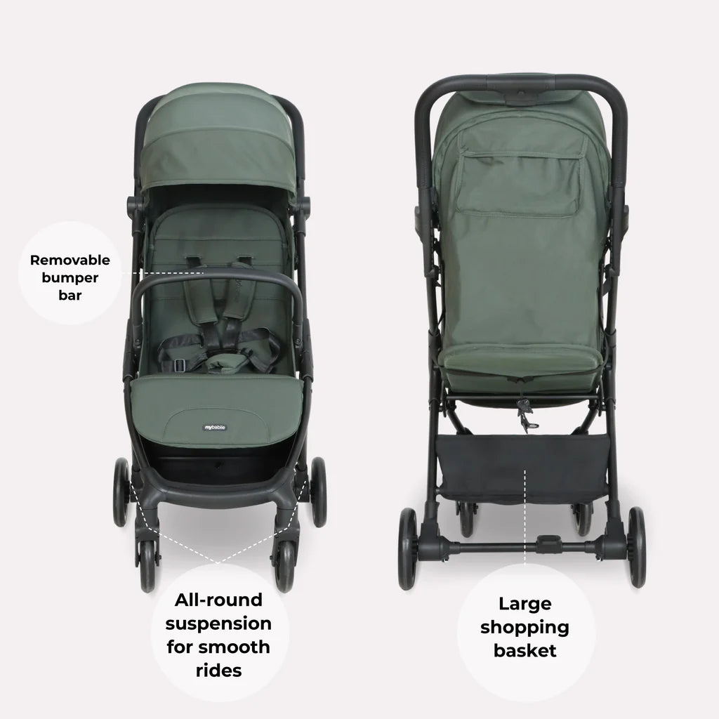 My Babiie MBX2 Compact Stroller – Forest Green