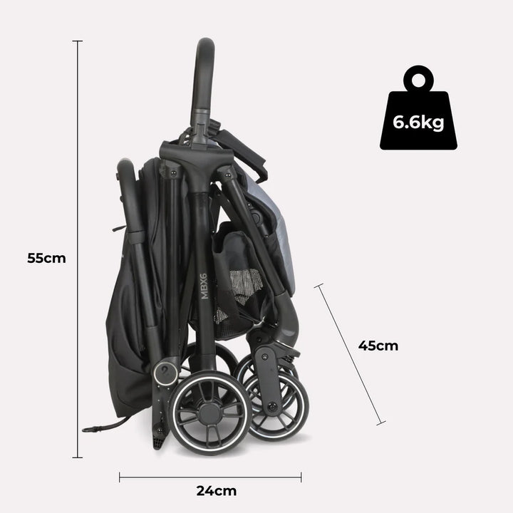 My Babiie MBX6 Auto-Fold Stroller - Black/Grey