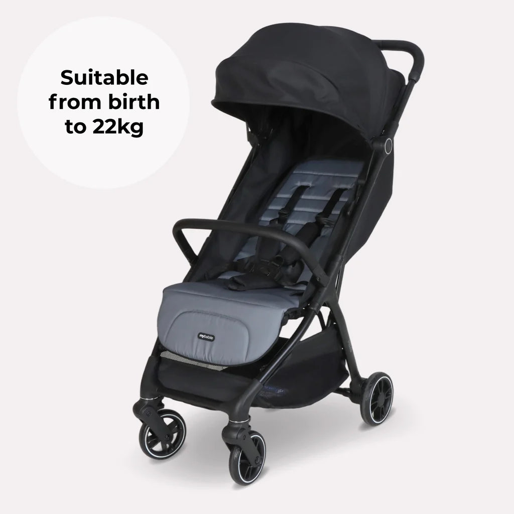 My Babiie MBX6 Auto-Fold Stroller - Black/Grey