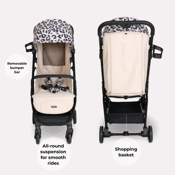 My Babiie MBX6 Auto-Fold Stroller - Fawn Leopard