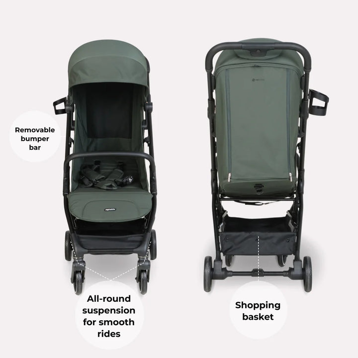 My Babiie MBX6 Auto-Fold Stroller - Forest Green