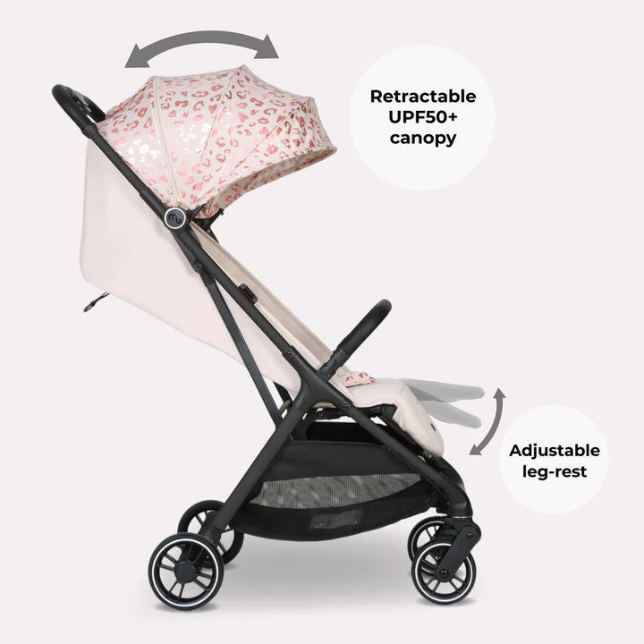 My Babiie MBX6 Auto-Fold Stroller - Pink Leopard