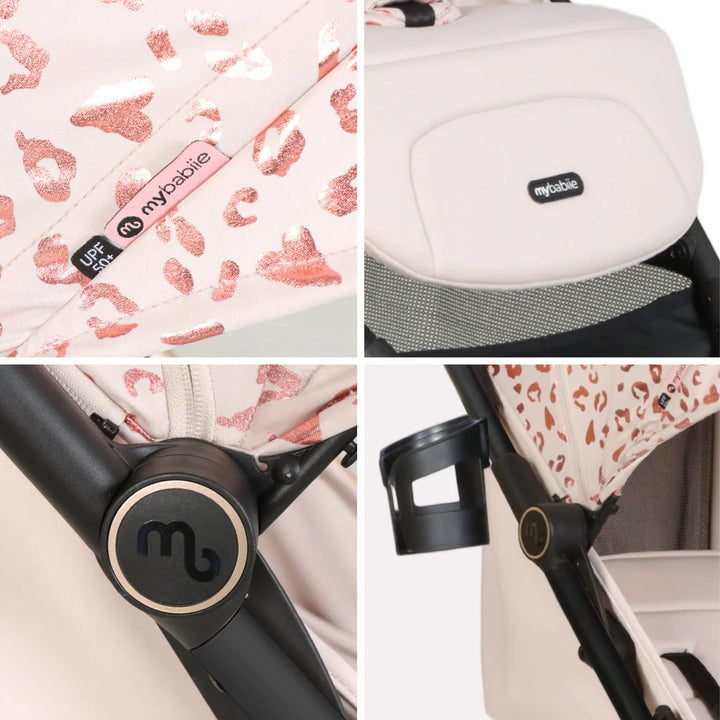 My Babiie MBX6 Auto-Fold Stroller - Pink Leopard