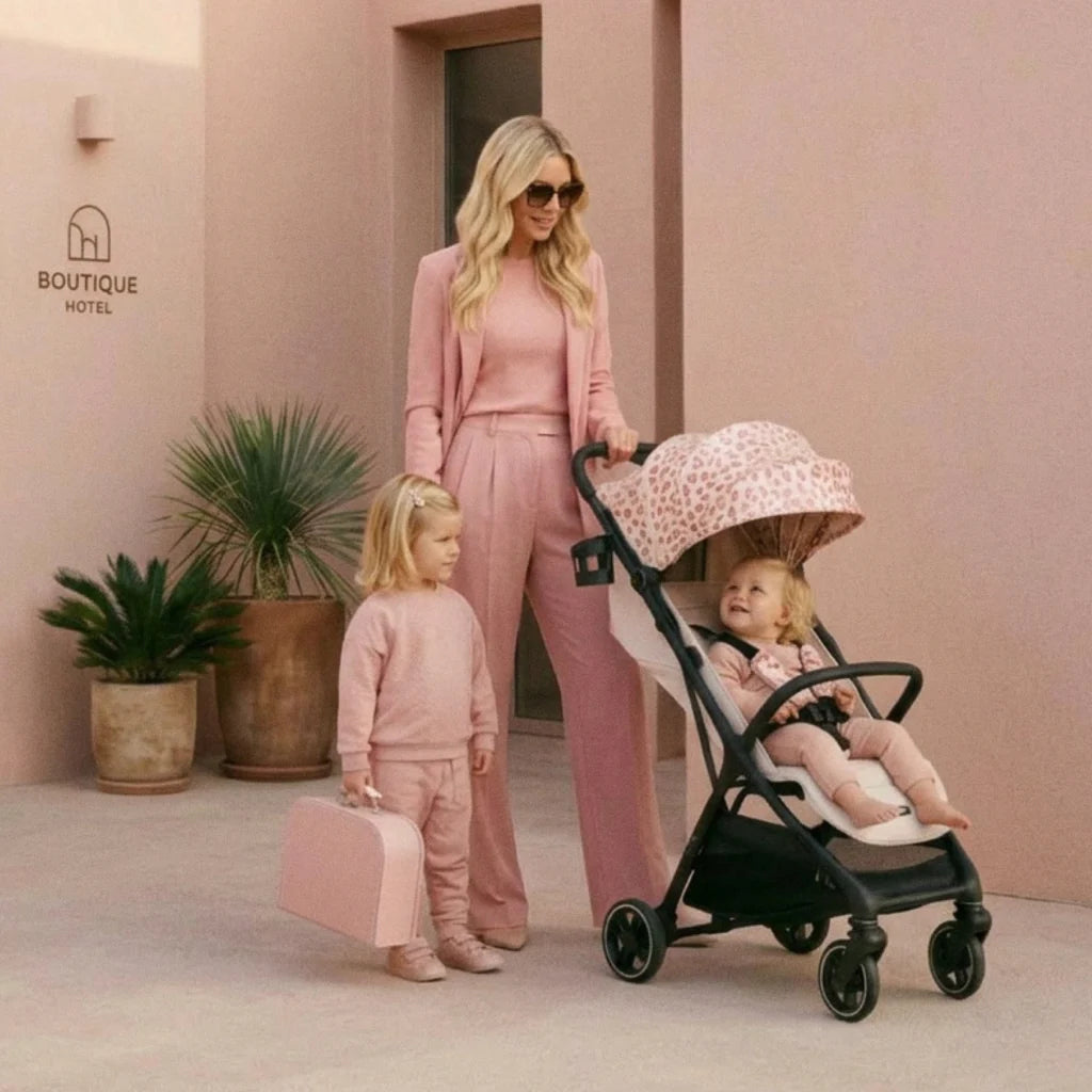 My Babiie MBX6 Auto-Fold Stroller - Pink Leopard