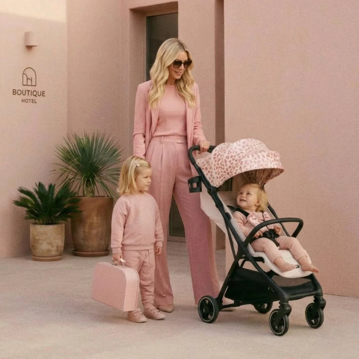 My Babiie MBX6 Auto-Fold Stroller - Pink Leopard