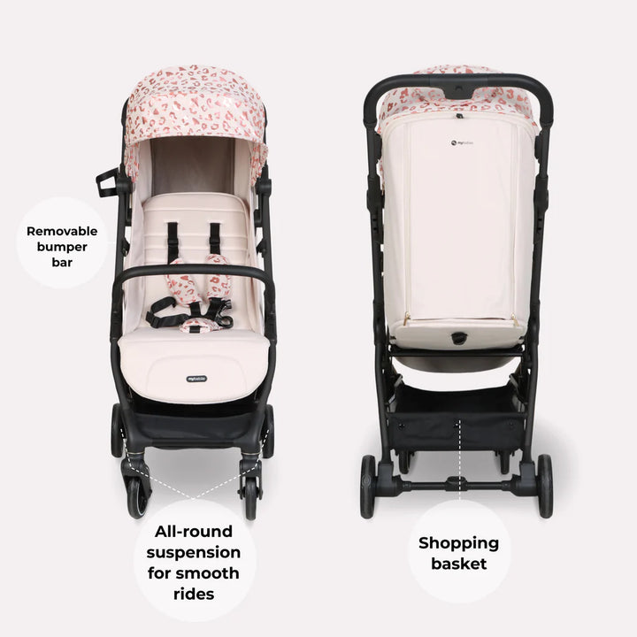 My Babiie MBX6 Auto-Fold Stroller - Pink Leopard