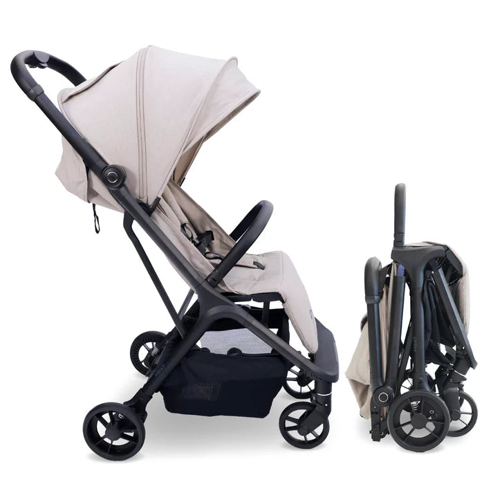 My Babiie MBX7 Auto-fold stroller in camel folded