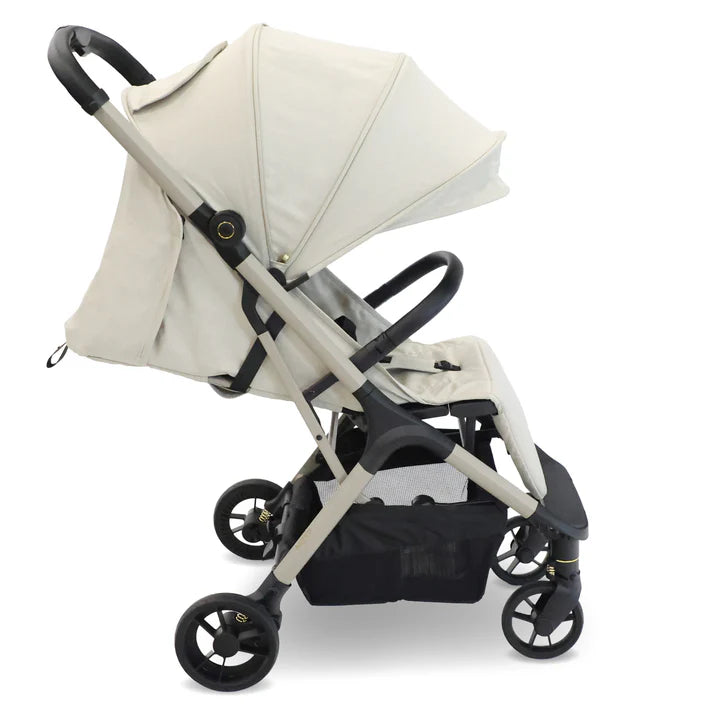 My Babiie MBX7 Auto-fold stroller in Ivory laying flat