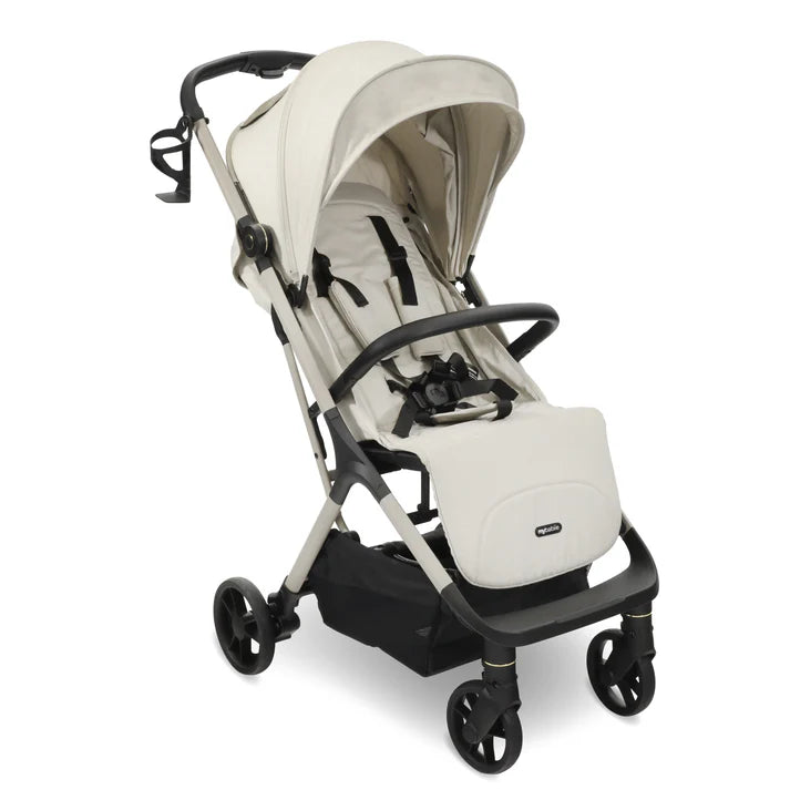 My Babiie MBX7 Auto-fold stroller in Ivory with cupholder