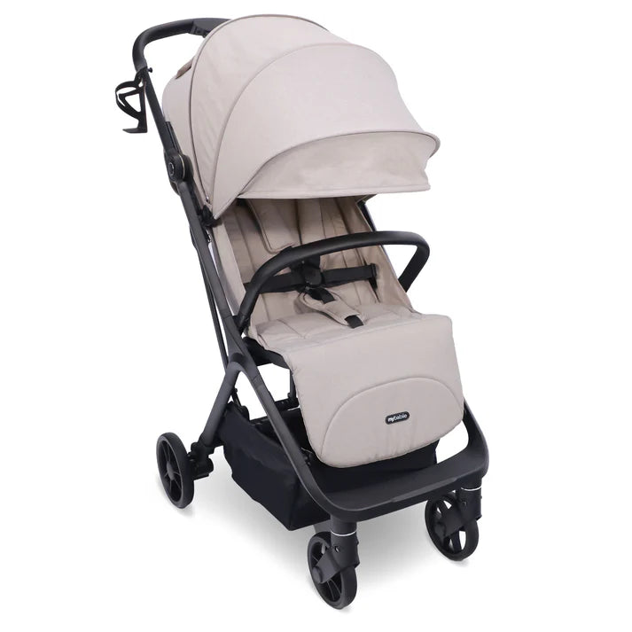 My Babiie MBX7 Auto-fold stroller in camel with cupholder
