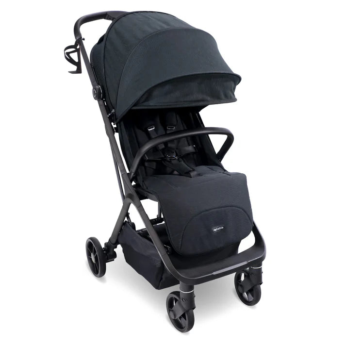 My Babiie MBX7 auto-fold stroller in black with cupholder