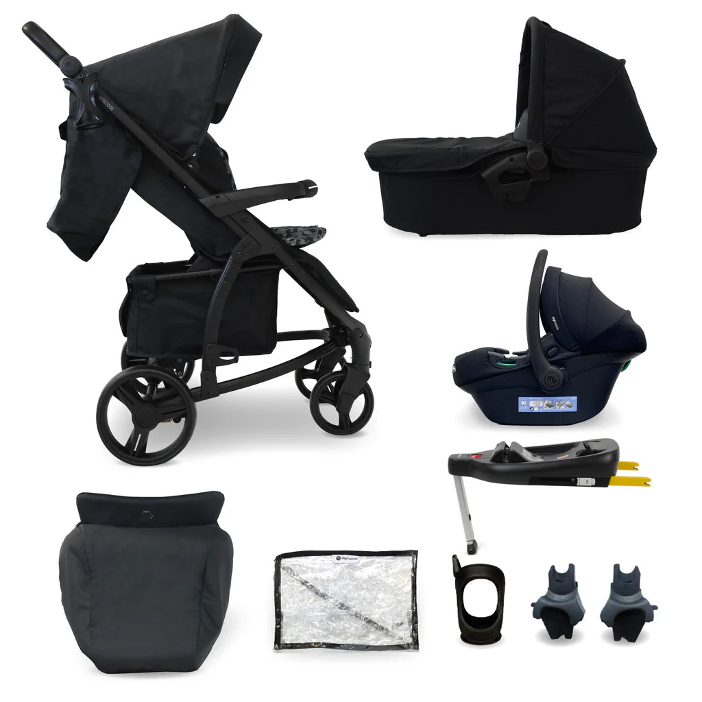 My Babiie MB200i 3 in 1 travel system in black leopard with isofix base
