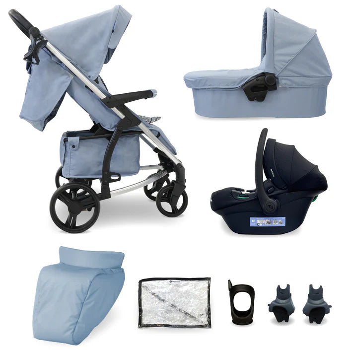 My babiie MB200i 3 in 1 travel system in blue plaid