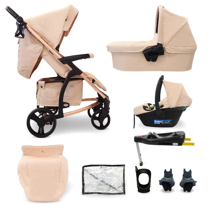 My Babiie MB200i 3 in 1 travel system in blush including isofix base