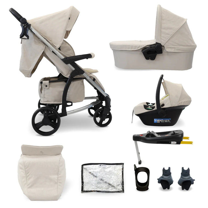 My babiie MB200i 3 in 1 travel system in oatmeal with isofix base